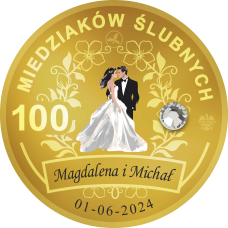 100 MIEDZIAKÓW ŚLUBNYCH - MOSIĄDZ - WZÓR NR 1 -> 2 SZTUKI