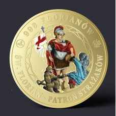 998 FLORIANÓW – MIEDZIAK STRAŻAKA – ŚW.FLORIAN - REWERS KOLOR - NOWOŚĆ 