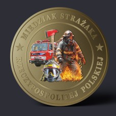 MIEDZIAK STRAŻAKA RZECZYPOSPOLITEJ POLSKIEJ - PATYNOWANY - 2 X KOLOR